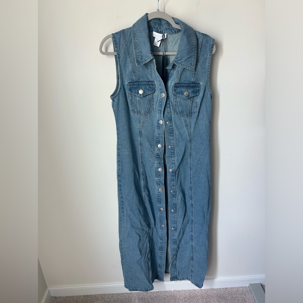Hoh1960 Denim Maxi Button Down Dress